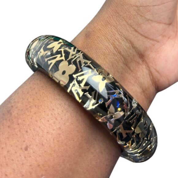 LOUIS VUITTON Black & Gold LV Inclusion Bangle #247 - Picture 1 of 3